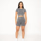 MIA GRAY HIGH-WAISTED SHORTS