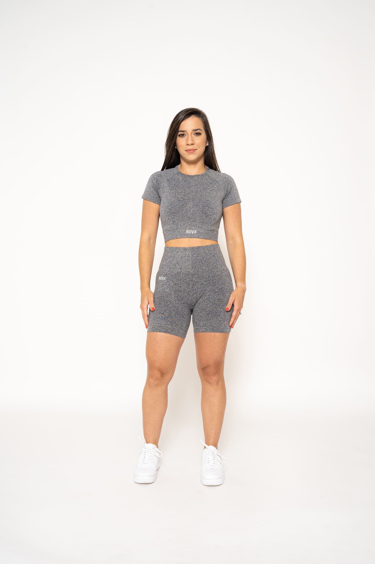 MIA GRAY HIGH-WAISTED SHORTS